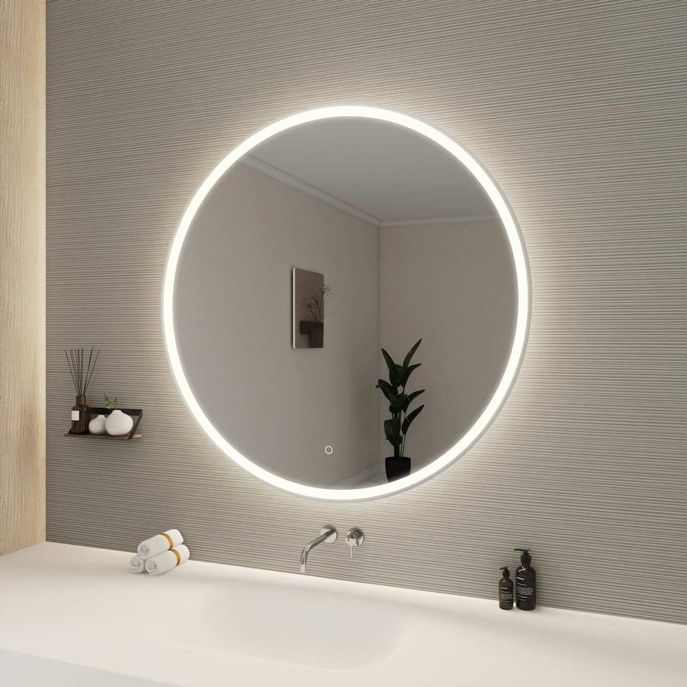 42 Round LED Front and Backlit Wall Mirror in Silver