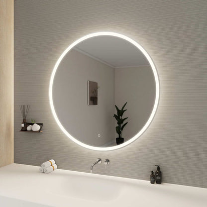 42 Round LED Front and Backlit Wall Mirror in Silver