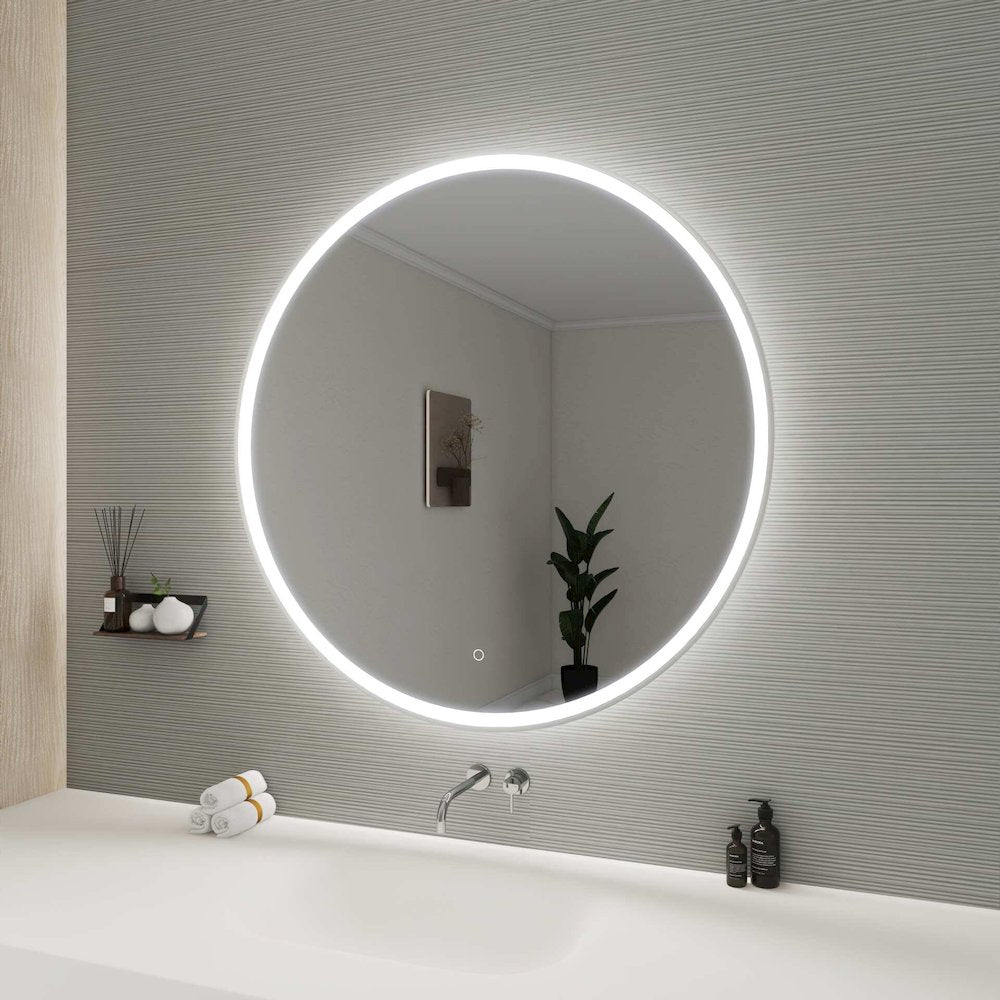 42 Round LED Front and Backlit Wall Mirror in Silver