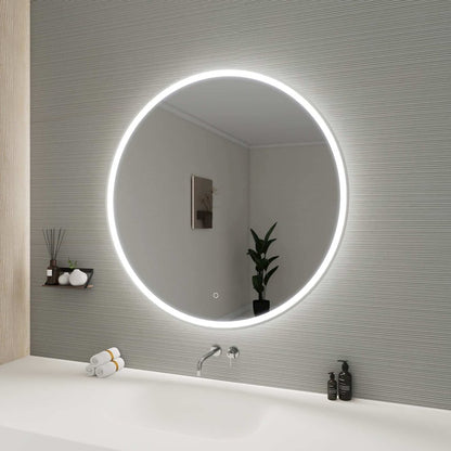 42 Round LED Front and Backlit Wall Mirror in Silver