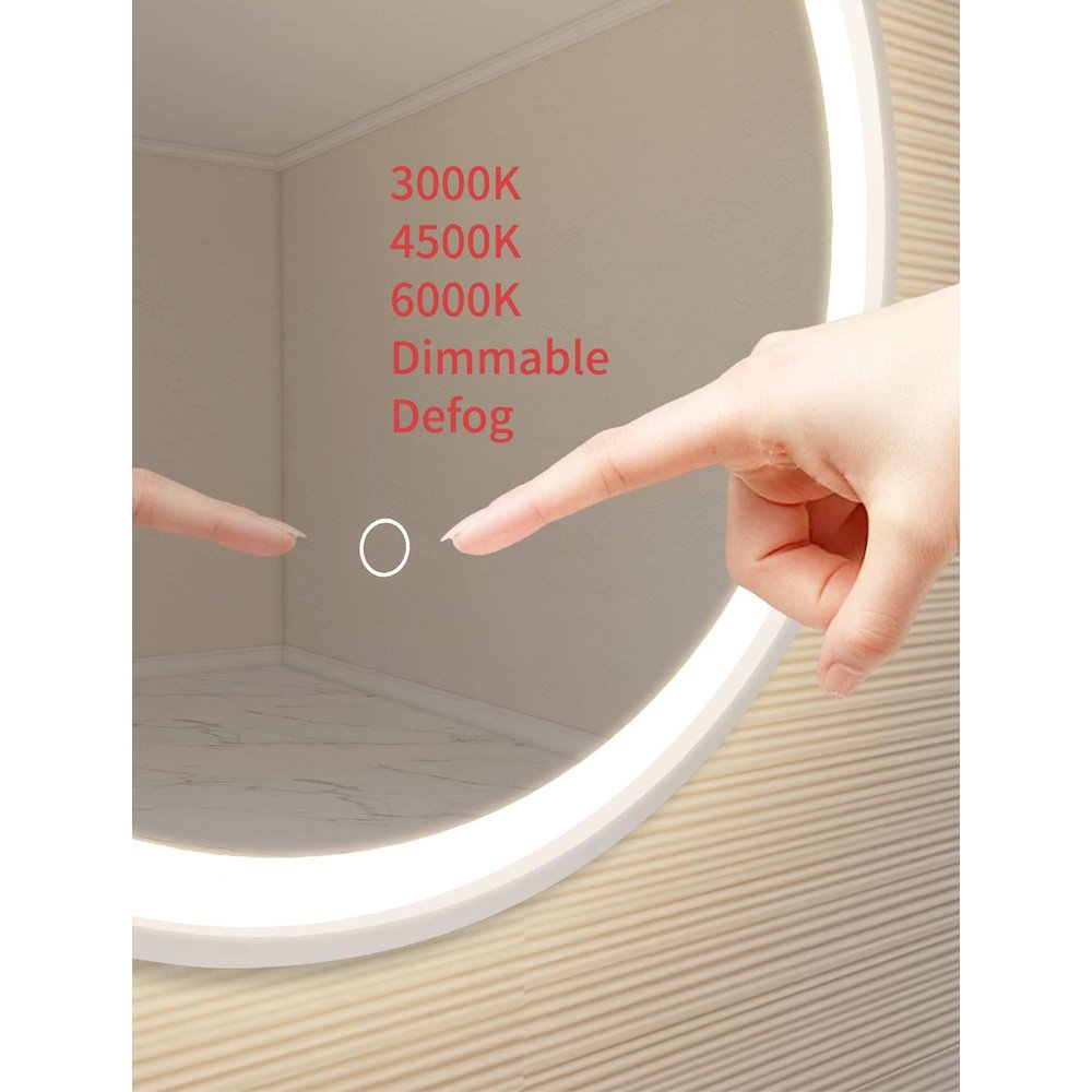 42 Round LED Front and Backlit Wall Mirror in Silver