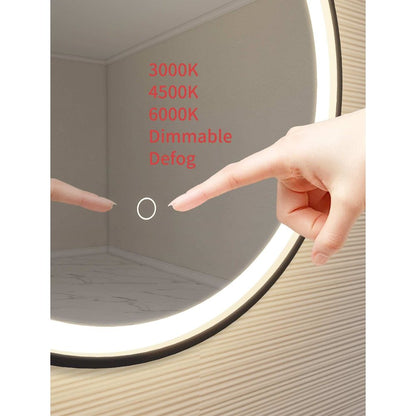 45 Round LED Front and Backlit Wall Mirror in Black