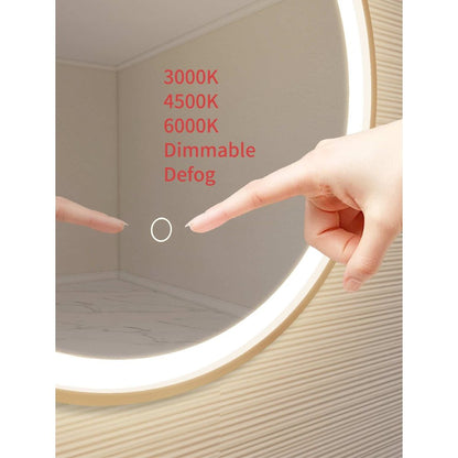 45 Round LED Front and Backlit Wall Mirror in Satin Gold