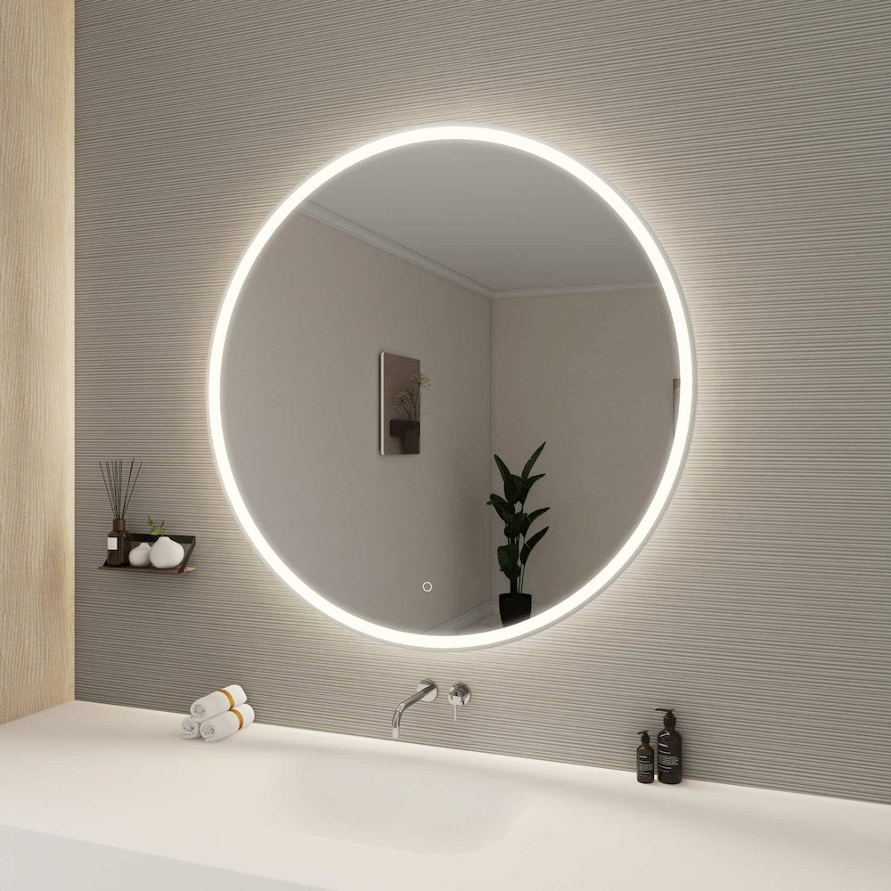 45 Round LED Front and Backlit Wall Mirror in Silver