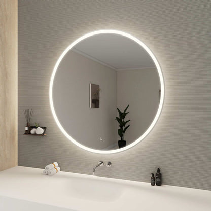 45 Round LED Front and Backlit Wall Mirror in Silver