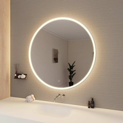 45 Round LED Front and Backlit Wall Mirror in Silver