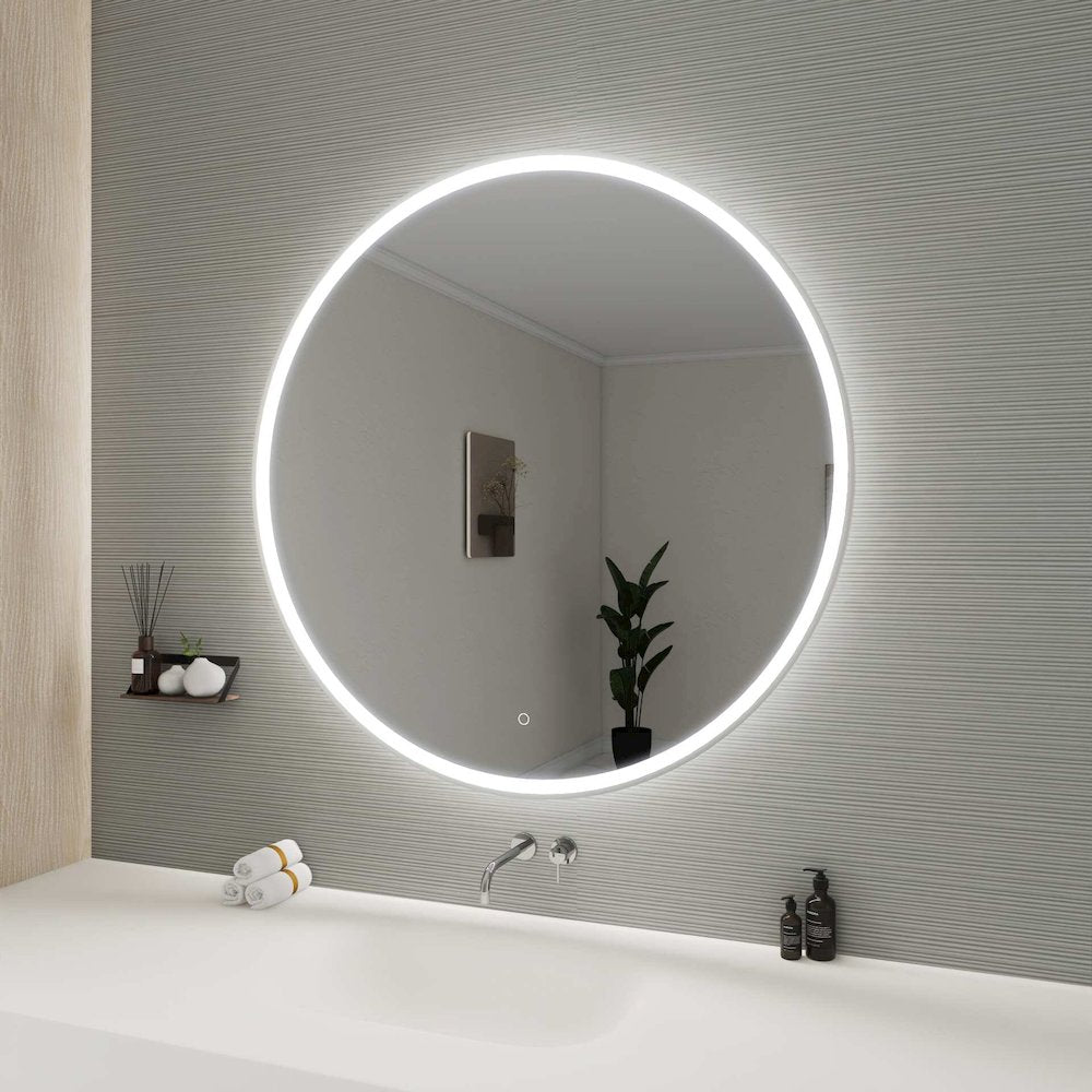 45 Round LED Front and Backlit Wall Mirror in Silver