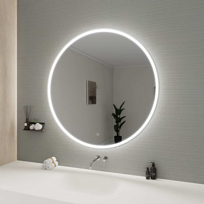 45 Round LED Front and Backlit Wall Mirror in Silver