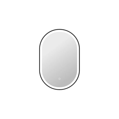 30 Inch Oval LED Front and Backlit Wall Mirror in Black