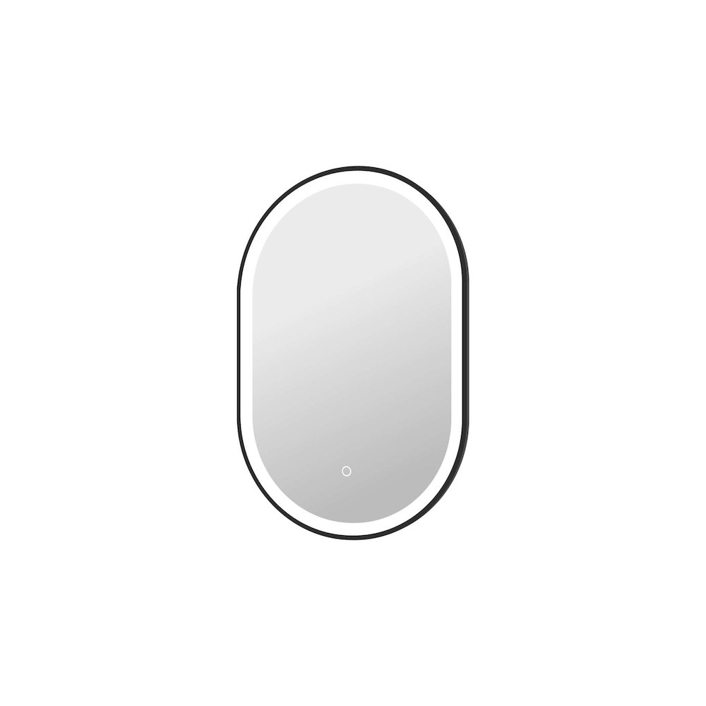 30 Inch Oval LED Front and Backlit Wall Mirror in Black