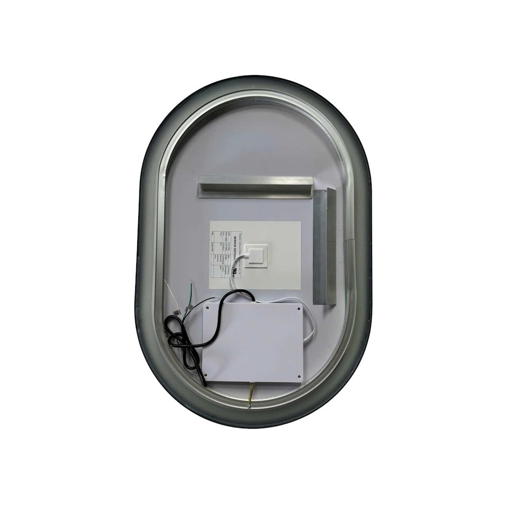30 Inch Oval LED Front and Backlit Wall Mirror in Black