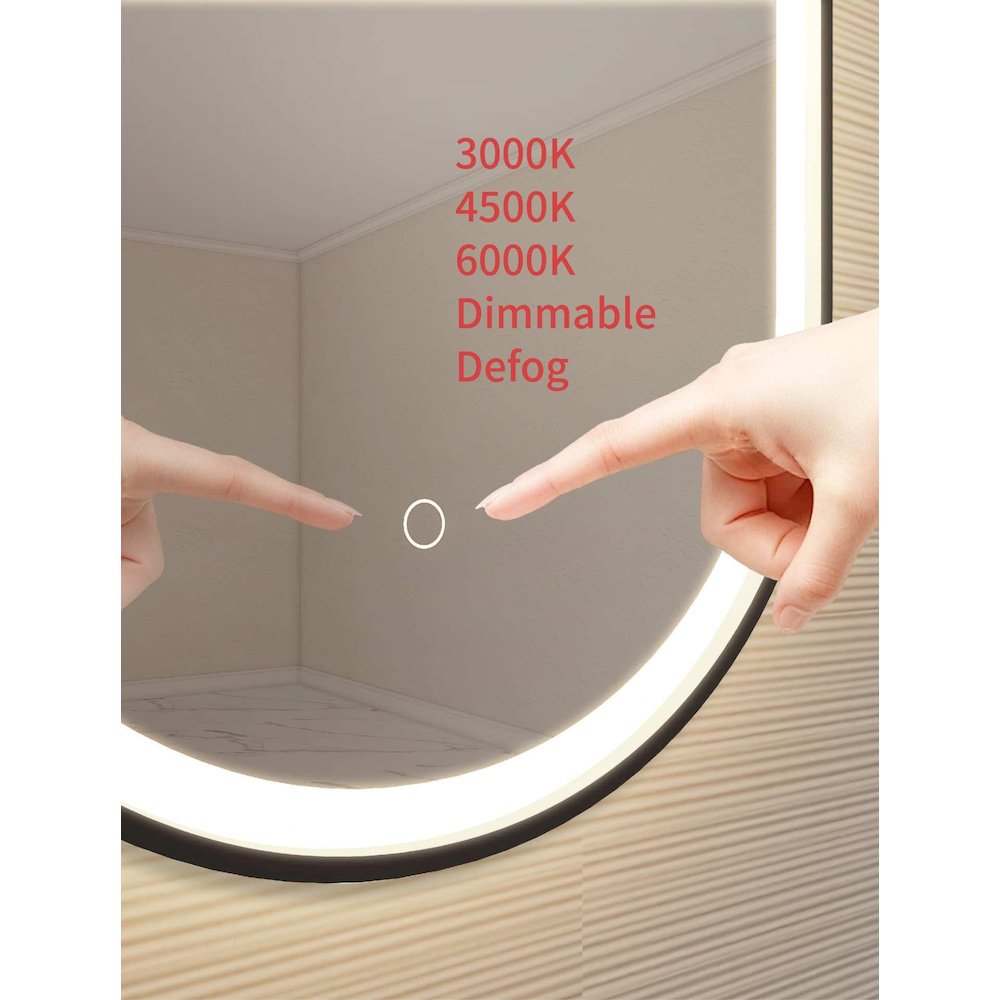 30 Inch Oval LED Front and Backlit Wall Mirror in Black