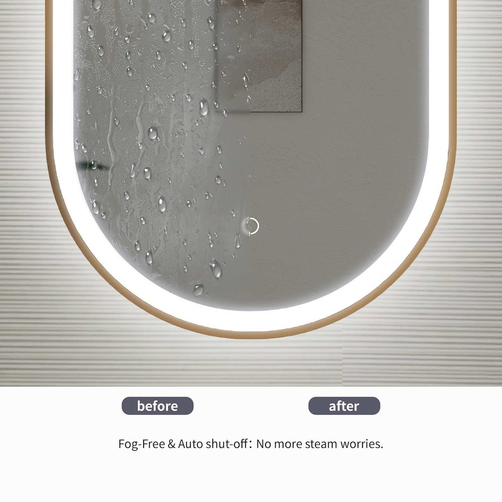 30 Inch Oval LED Front and Backlit Wall Mirror in Satin Gold