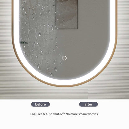 30 Inch Oval LED Front and Backlit Wall Mirror in Satin Gold