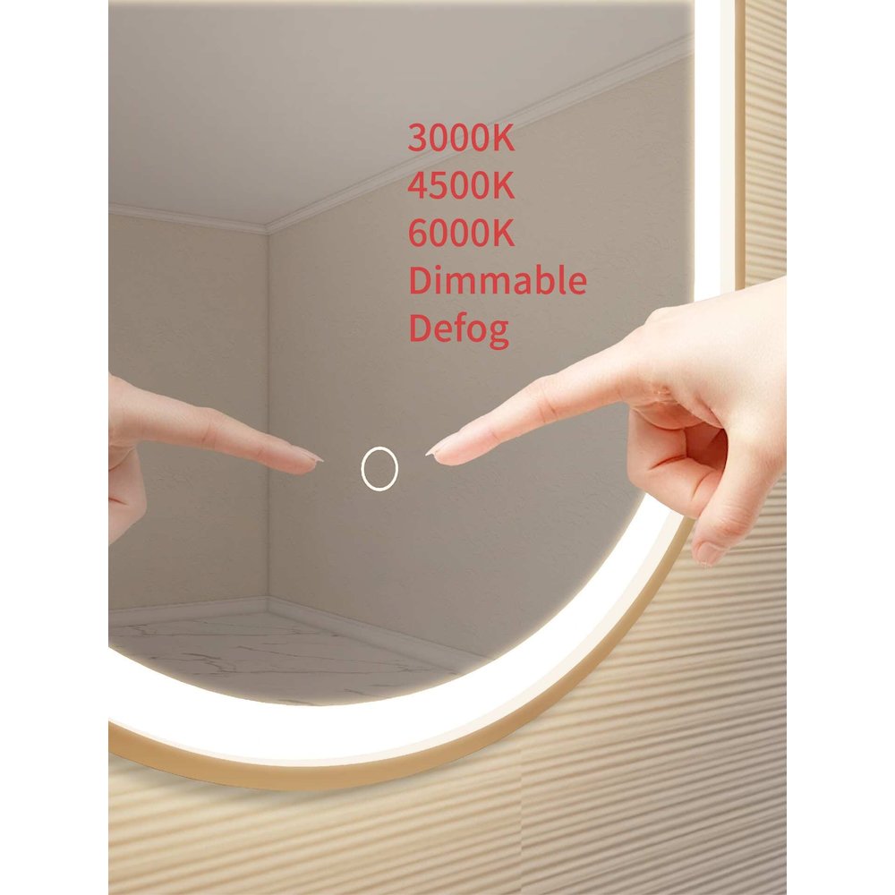 30 Inch Oval LED Front and Backlit Wall Mirror in Satin Gold