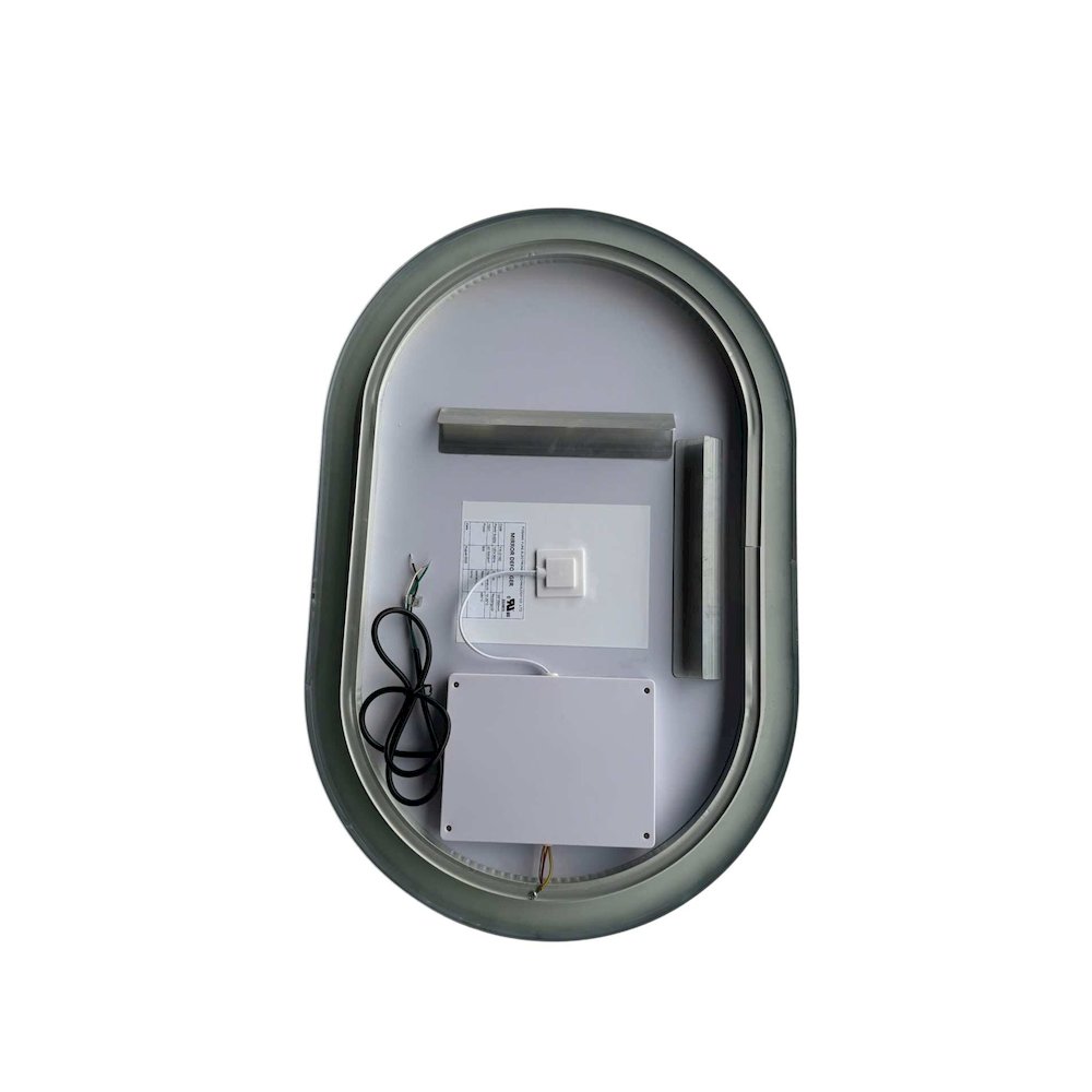 30 Inch Oval LED Front and Backlit Wall Mirror in Silver
