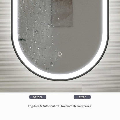 36 Inch Oval LED Front and Backlit Wall Mirror in Black