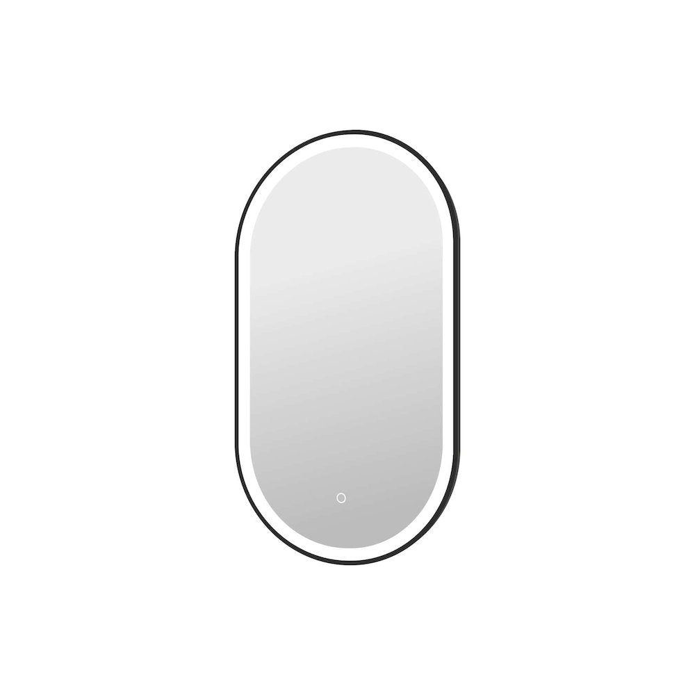 36 Inch Oval LED Front and Backlit Wall Mirror in Black