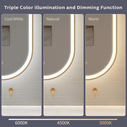 36 Inch Oval LED Front and Backlit Wall Mirror in Satin Gold