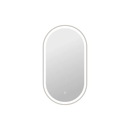 36 Inch Oval LED Front and Backlit Wall Mirror in Silver