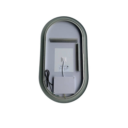 36 Inch Oval LED Front and Backlit Wall Mirror in Silver