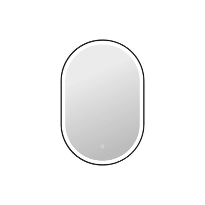36 Inch Oval LED Front and Backlit Wall Mirror in Black