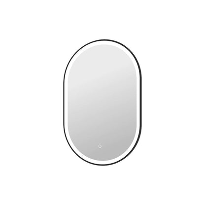 36 Inch Oval LED Front and Backlit Wall Mirror in Black