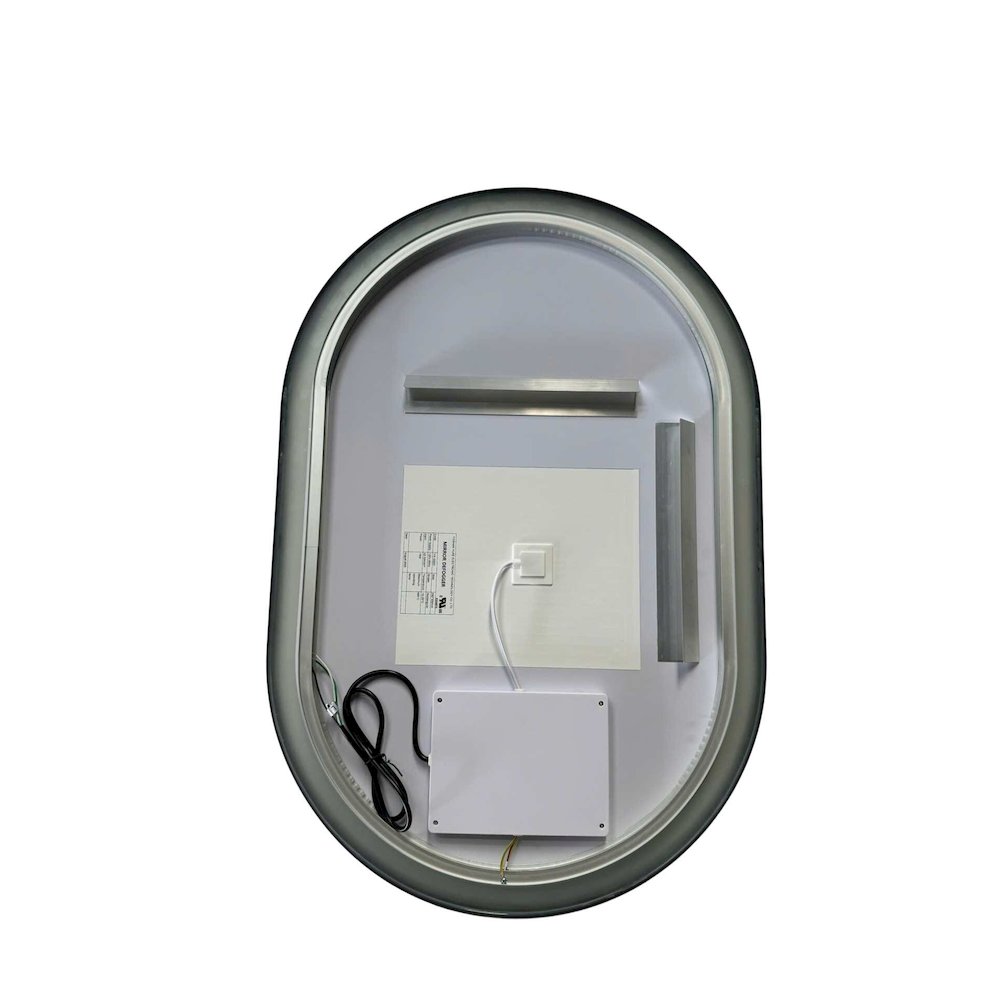 36 Inch Oval LED Front and Backlit Wall Mirror in Black