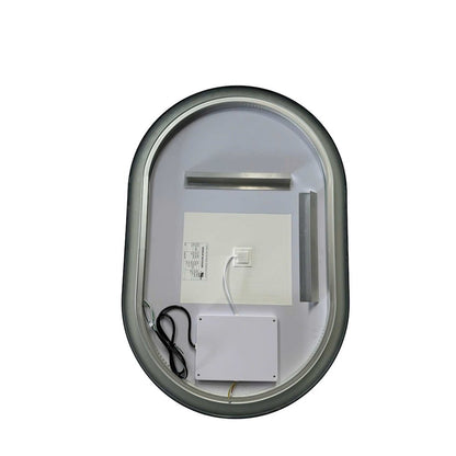 36 Inch Oval LED Front and Backlit Wall Mirror in Black