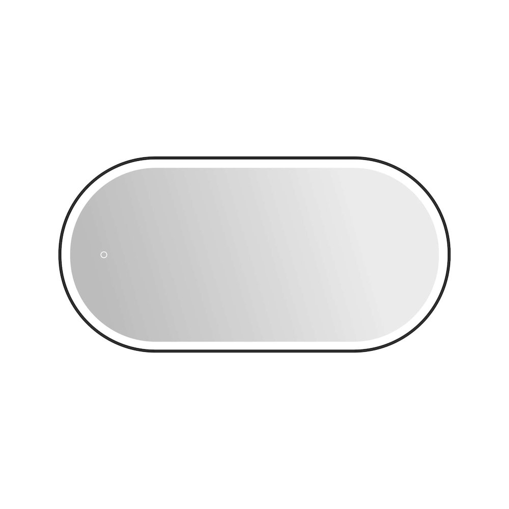 48 Inch Oval LED Front and Backlit Wall Mirror in Black
