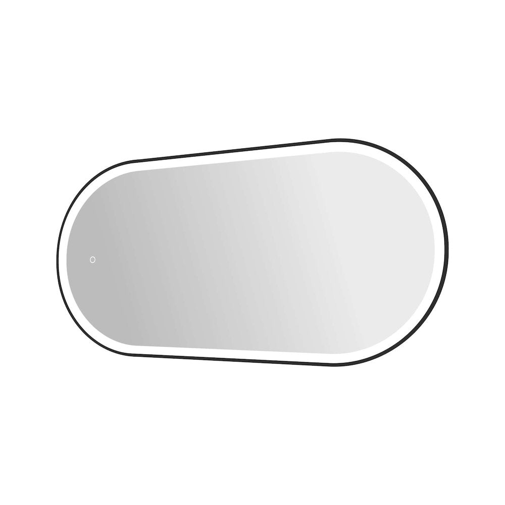48 Inch Oval LED Front and Backlit Wall Mirror in Black