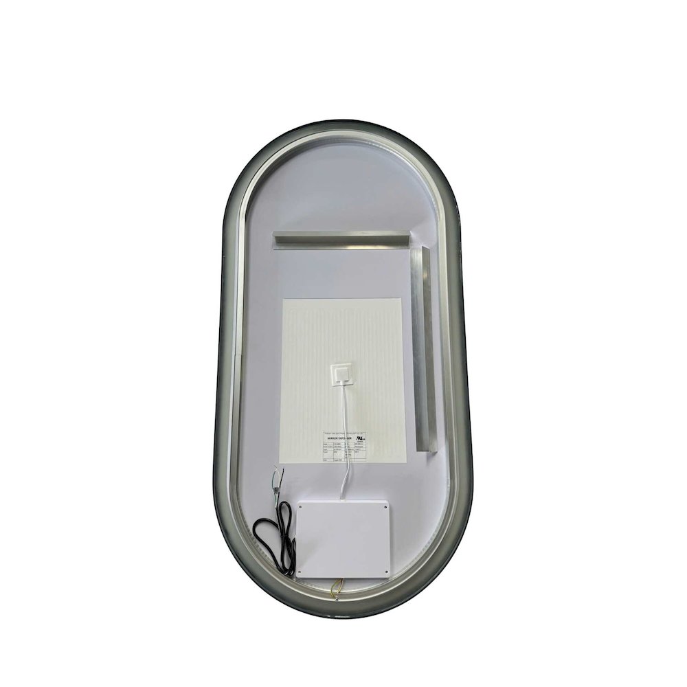 48 Inch Oval LED Front and Backlit Wall Mirror in Black