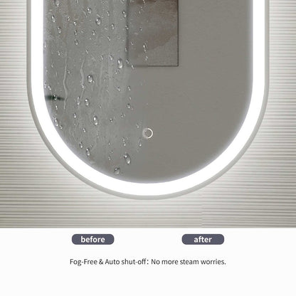 48 Inch Oval LED Front and Backlit Wall Mirror in Silver