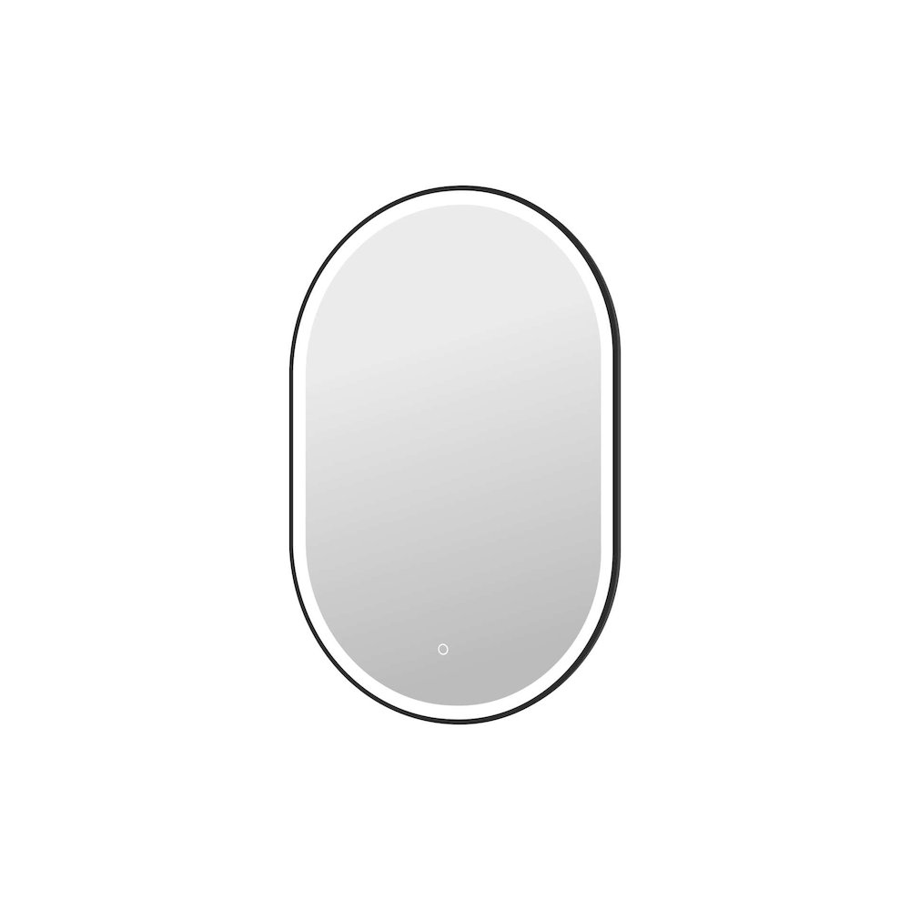 40 Inch Oval LED Front and Backlit Wall Mirror in Black