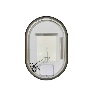 40 Inch Oval LED Front and Backlit Wall Mirror in Black
