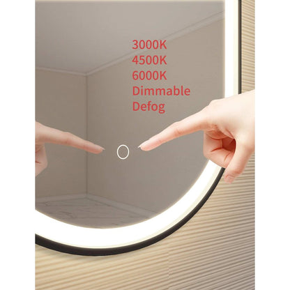 40 Inch Oval LED Front and Backlit Wall Mirror in Black