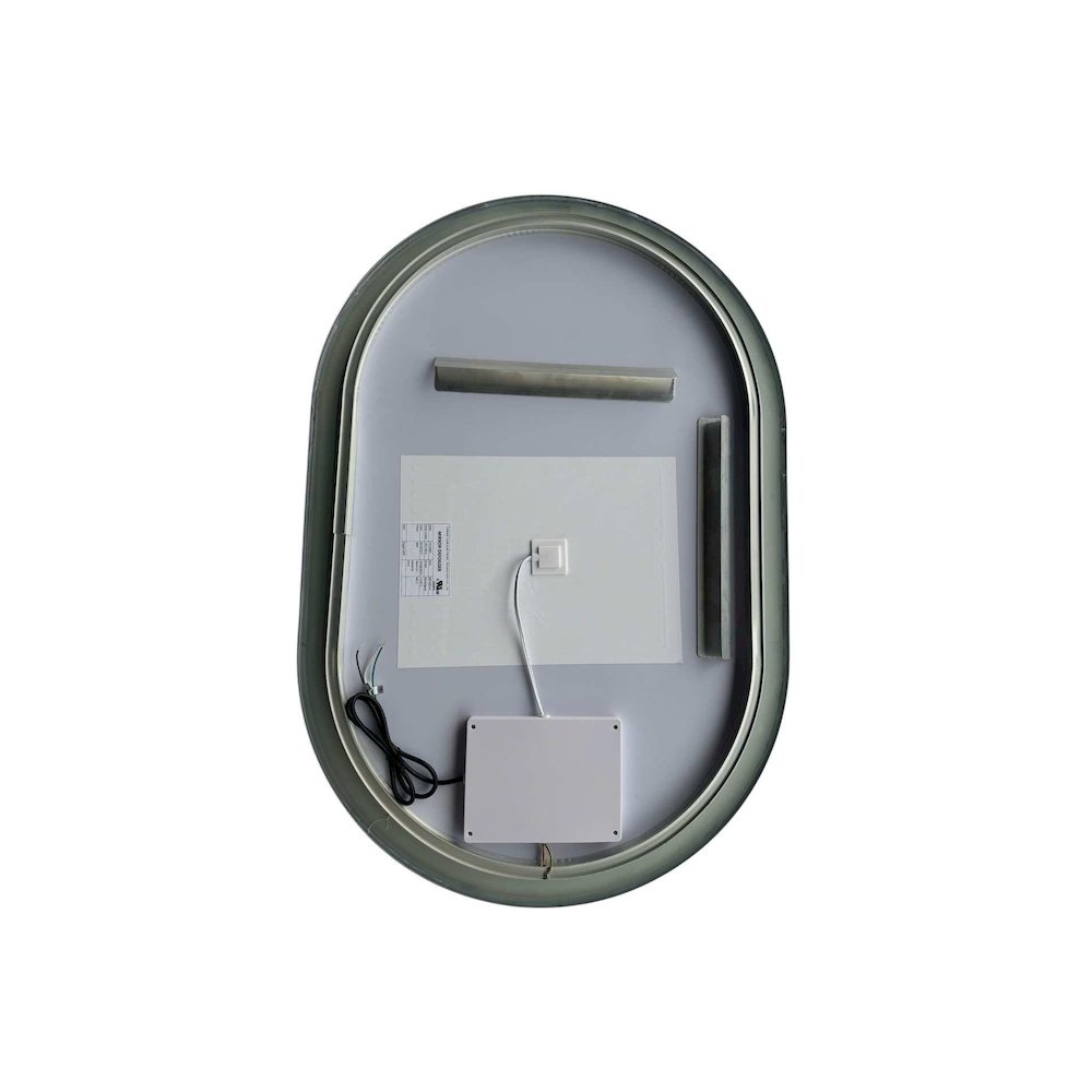 40 Inch Oval LED Front and Backlit Wall Mirror in Silver