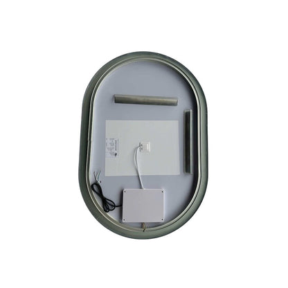 40 Inch Oval LED Front and Backlit Wall Mirror in Silver