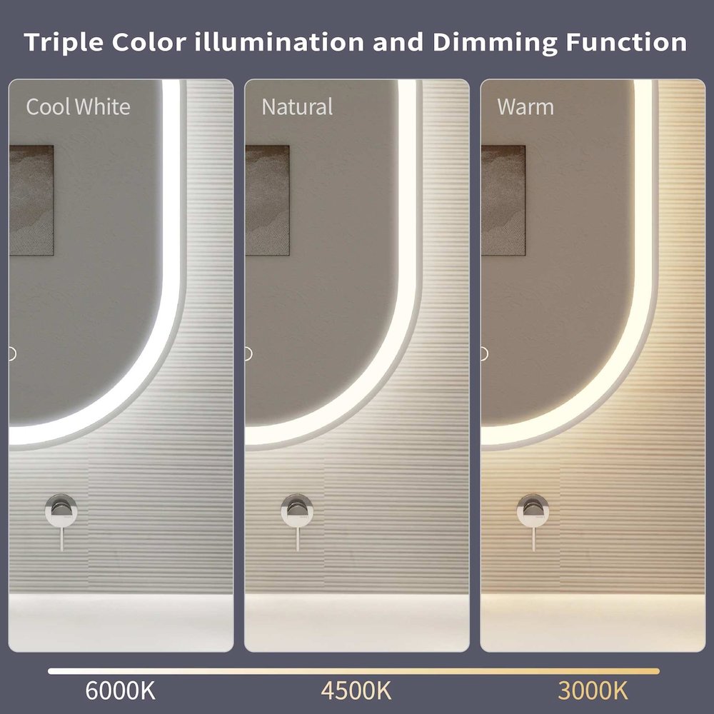 40 Inch Oval LED Front and Backlit Wall Mirror in Silver