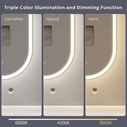 40 Inch Oval LED Front and Backlit Wall Mirror in Silver