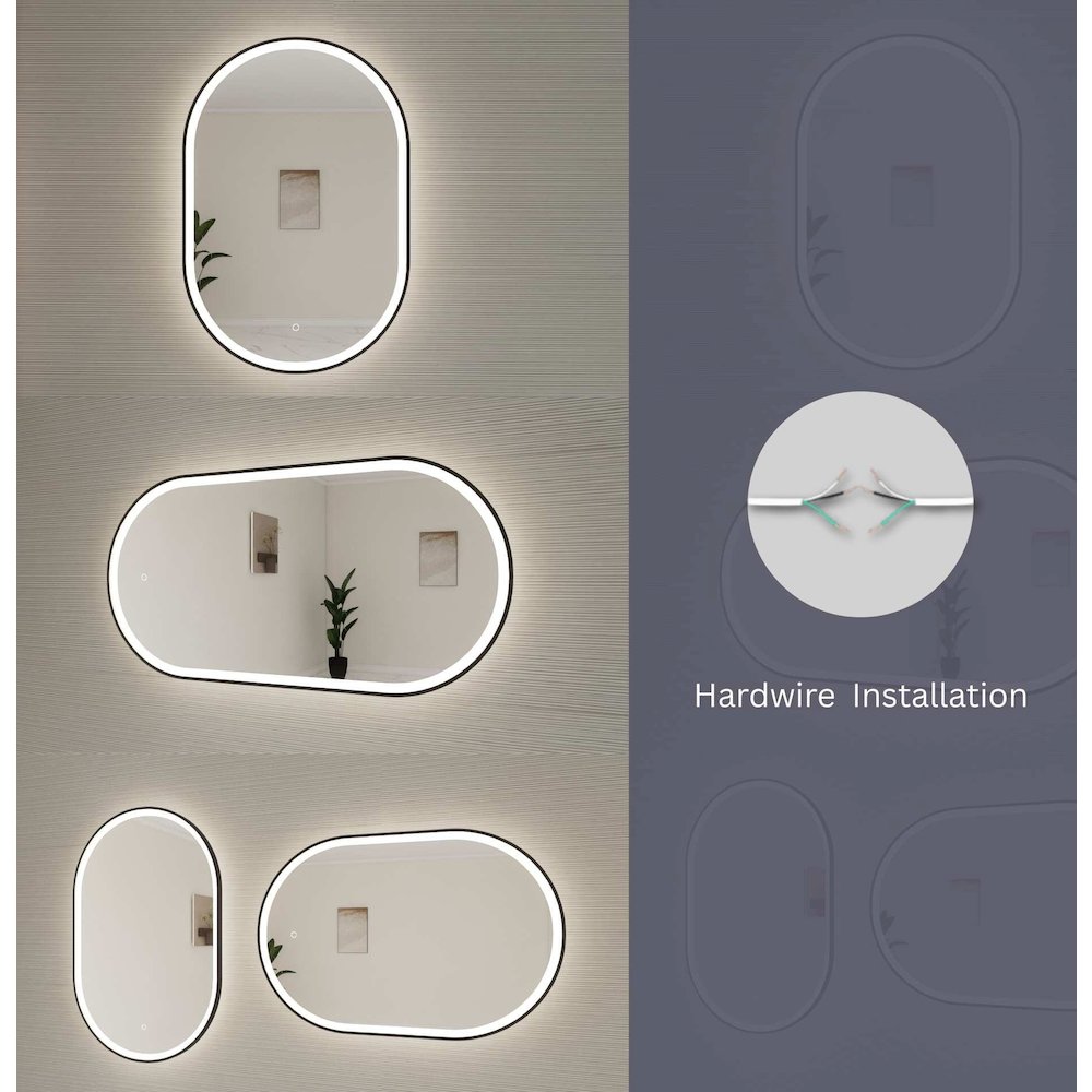 40 Inch Oval LED Front and Backlit Wall Mirror in Silver