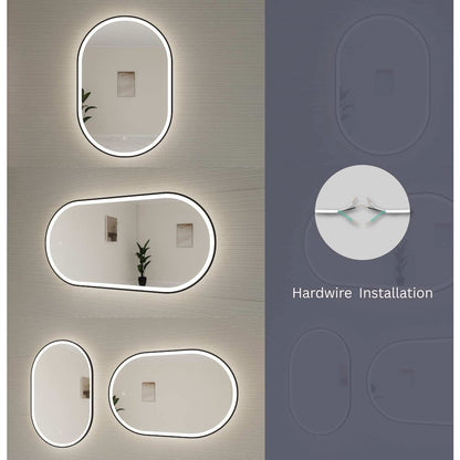 40 Inch Oval LED Front and Backlit Wall Mirror in Silver