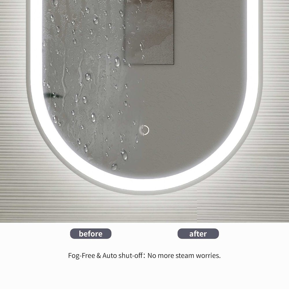 40 Inch Oval LED Front and Backlit Wall Mirror in Silver