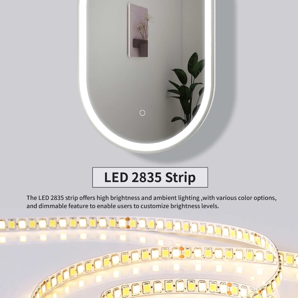 40 Inch Oval LED Front and Backlit Wall Mirror in Silver