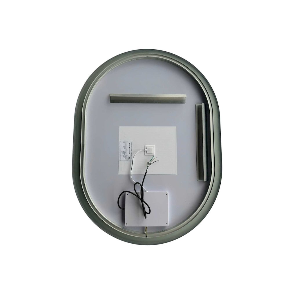 40 Inch Oval LED Front and Backlit Wall Mirror in Silver