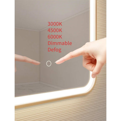 28 Inch Arch LED Front and Backlit Wall Mirror in Satin Gold