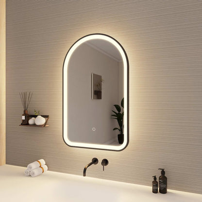 32 Inch Arch LED Front and Backlit Wall Mirror in Black