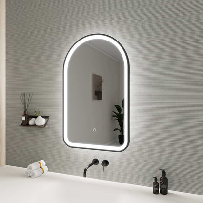 32 Inch Arch LED Front and Backlit Wall Mirror in Black