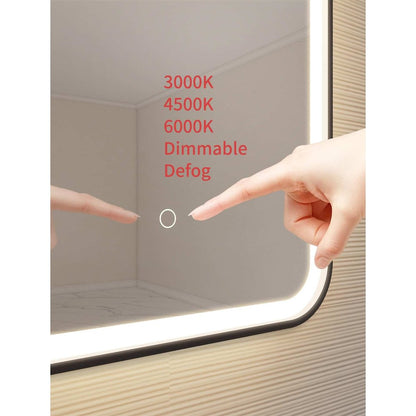 32 Inch Arch LED Front and Backlit Wall Mirror in Black