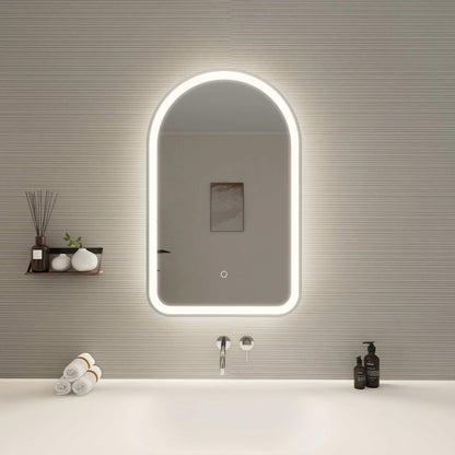 32 Inch Arch LED Front and Backlit Wall Mirror in Silver